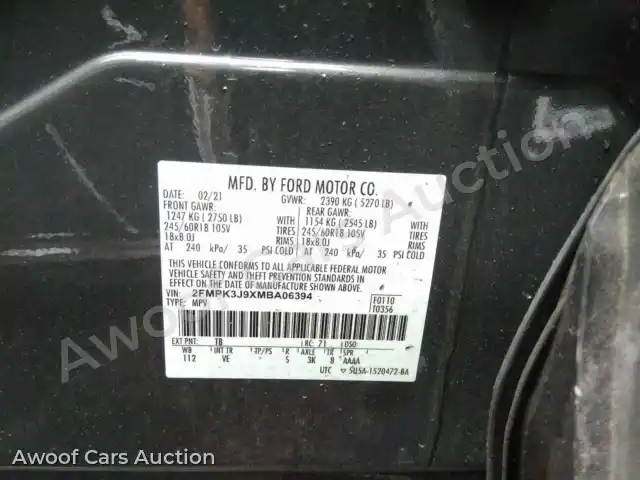 2021 Ford Edge 2FMPK3J9XMBA06394 — Manheim auction photo 6