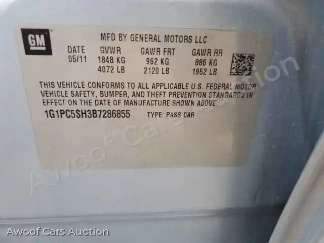 2011 Chevrolet Cruze 1G1PC5SH3B7286855 — Copart auction photo 12