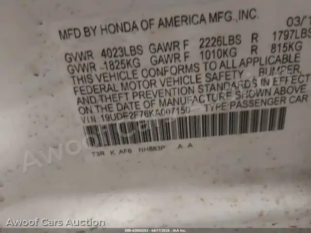 2019 Acura ILX 19UDE2F76KA007150 — hoton gwanjo Iaai na 9