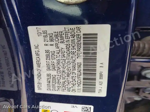 2018 Honda Accord 1HGCV1F92JA016420 — photo 13 de la vente Copart