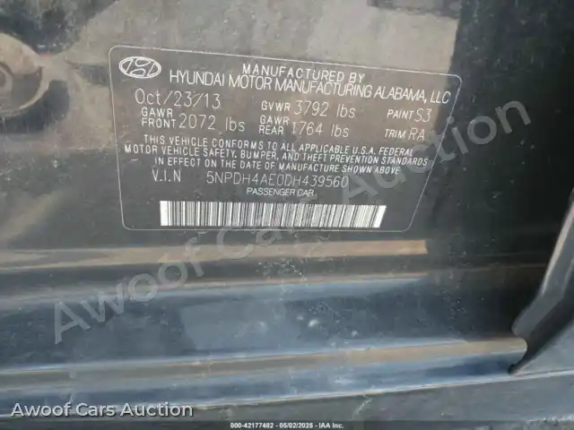 2013 Hyundai Elantra 5NPDH4AE0DH439560 — Iaai auction photo 9