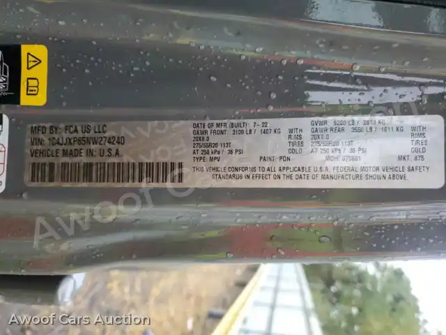 2022 Jeep Wrangler 1C4JJXP65NW274240 — hoton gwanjo Copart na 13