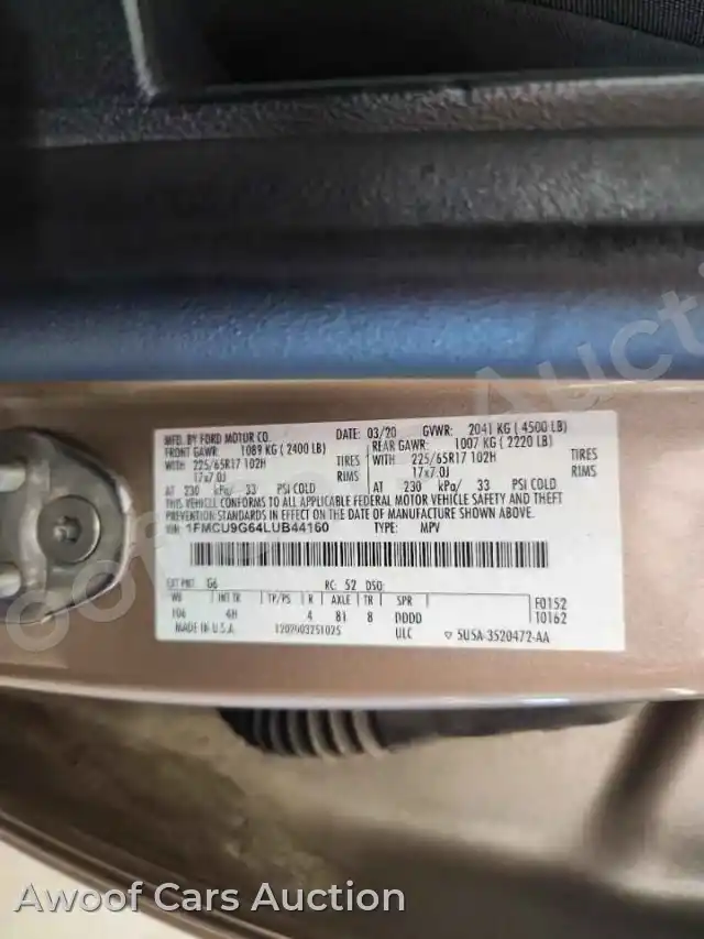 2020 Ford Escape 1FMCU9G64LUB44160 — photo 13 de la vente Copart
