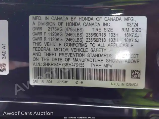 2024 Honda CR-V 2HKRS4H73RH476155 — Iaai auction photo 9