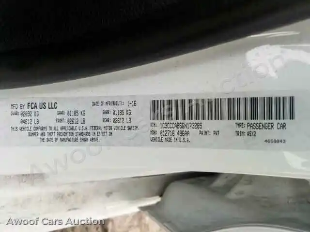 2016 Chrysler 200 1C3CCCAB6GN173285 — hoton gwanjo Copart na 10