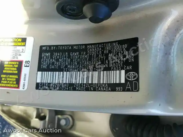 2010 Toyota Corolla 2T1BU4EE8AC371469 — Manheim auction photo 6