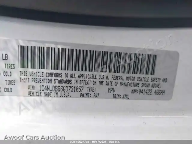 2016 Jeep Compass 1C4NJDBB6GD731057 — Iaai auction photo 9