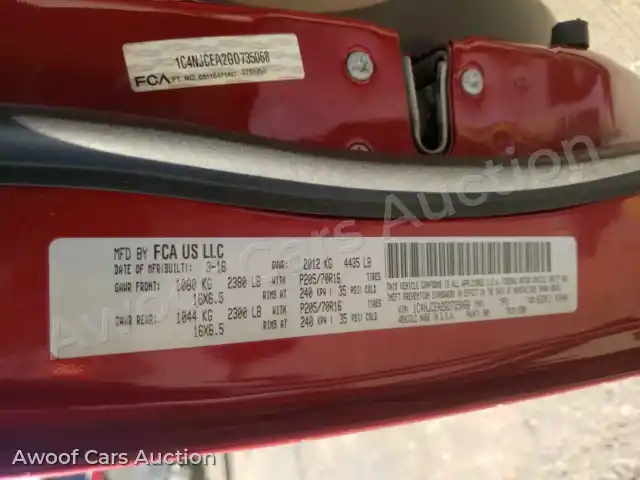 2016 Jeep Compass 1C4NJCEA2GD735068 — hoton gwanjo Copart na 10
