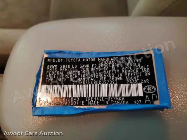 2013 Toyota Corolla 2T1BU4EE8DC027323 — Copart auction photo 12