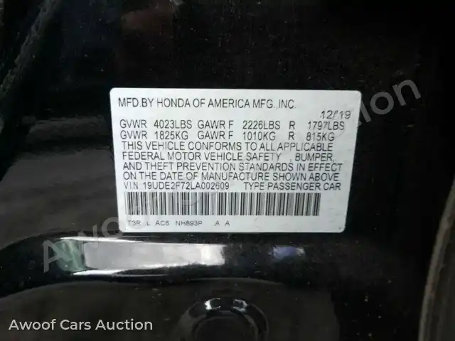 2020 Acura ILX 19UDE2F72LA002609 — Copart auction photo 10