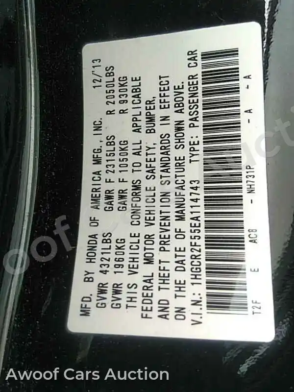 2014 Honda Accord 1HGCR2F55EA114743 — Manheim auction photo 6