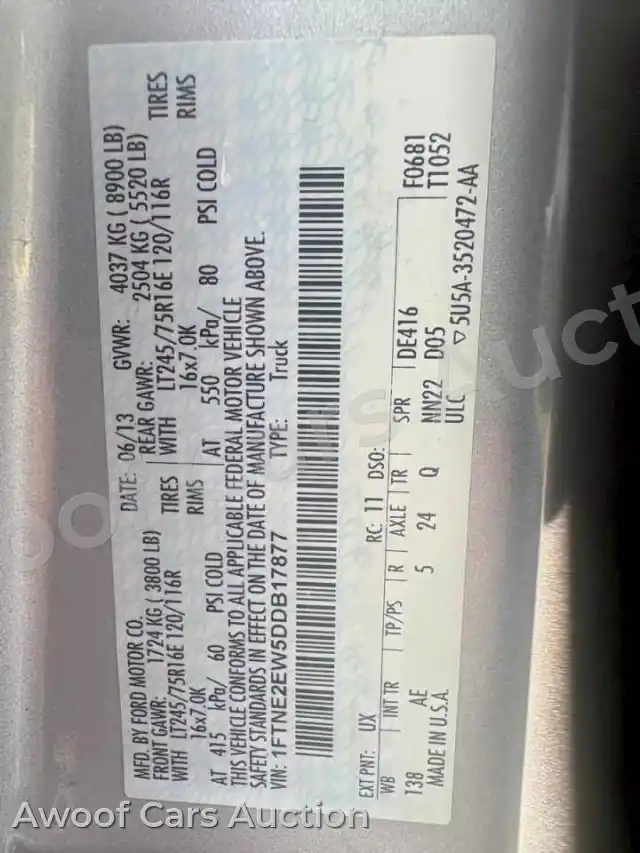 2013 Ford Econoline 1FTNE2EW5DDB17877 — Copart auction photo 10