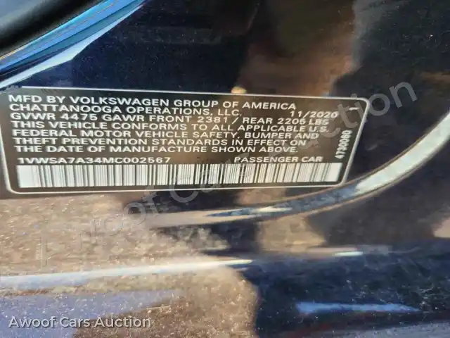 2021 Volkswagen Passat 1VWSA7A34MC002567 — photo 12 de la vente Copart