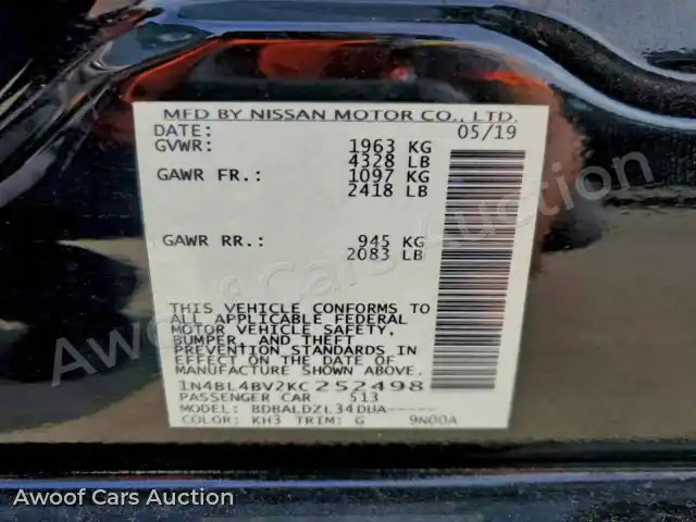 2019 Nissan Altima 1N4BL4BV2KC252498 — Copart auction photo 12