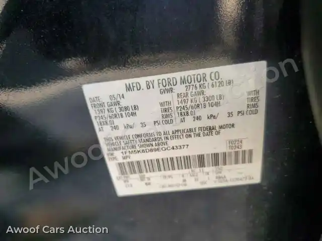 2014 Ford Explorer 1FM5K8D89EGC43377 — Copart auction photo 13