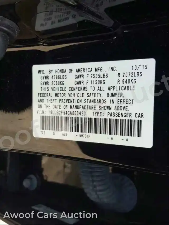 2016 Acura TLX 19UUB2F54GA000423 — Copart auction photo 10