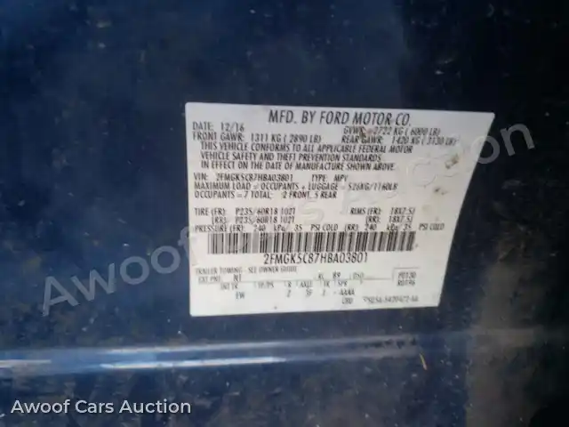 2017 Ford Flex 2FMGK5C87HBA03801 — Copart auction photo 10