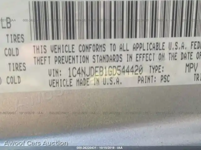 2016 Jeep Compass 1C4NJDEB1GD544420 — Iaai auction photo 9