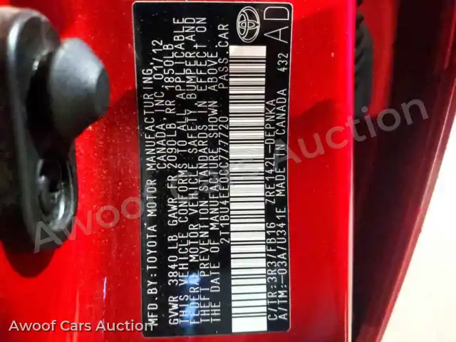 2012 Toyota Corolla 2T1BU4EE0CC777720 — Copart auction photo 12