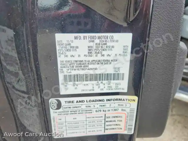 2014 Ford F150 1FTFW1ET8EFA09793 — hoton gwanjo Copart na 12