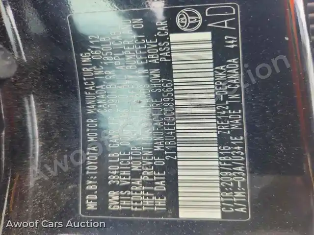 2012 Toyota Corolla 2T1BU4EE9CC895667 — Copart auction photo 12