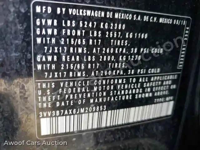 2018 Volkswagen Tiguan 3VV3B7AX6JM209853 — photo 13 de la vente Copart