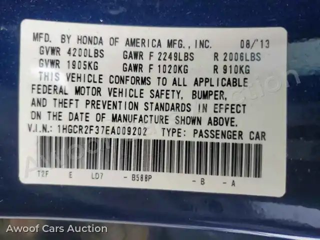 2014 Honda Accord 1HGCR2F37EA009202 — Copart auction photo 12