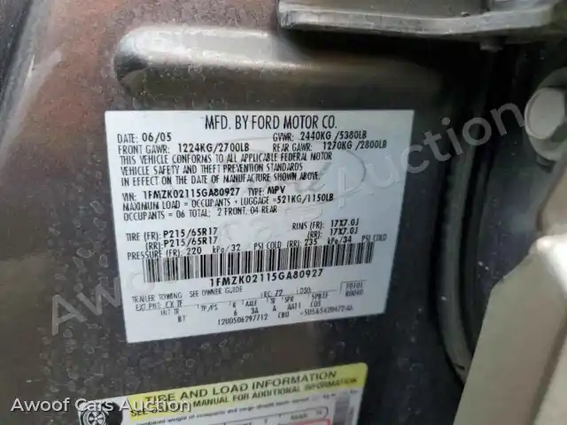 2005 Ford Freestyle 1FMZK02115GA80927 — Copart auction photo 13