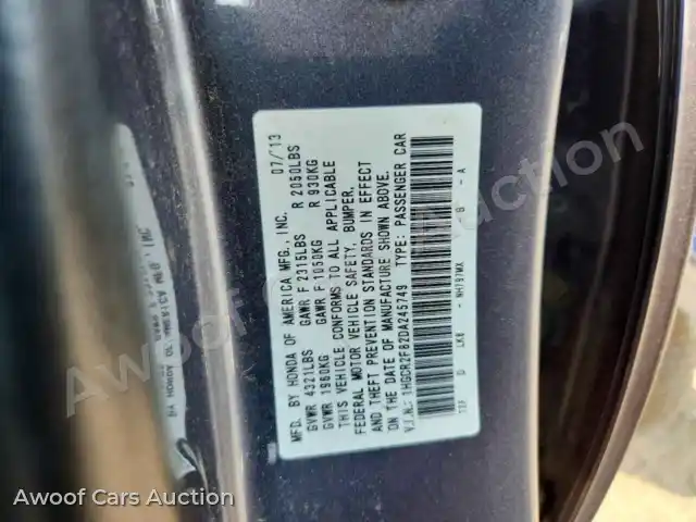 2013 Honda Accord 1HGCR2F82DA245749 — Copart auction photo 13