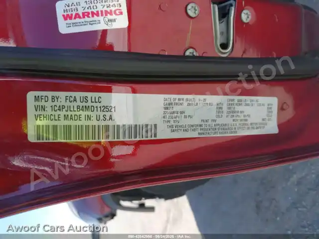 2021 Jeep Cherokee 1C4PJLLB4MD112521 — hoton gwanjo Iaai na 9
