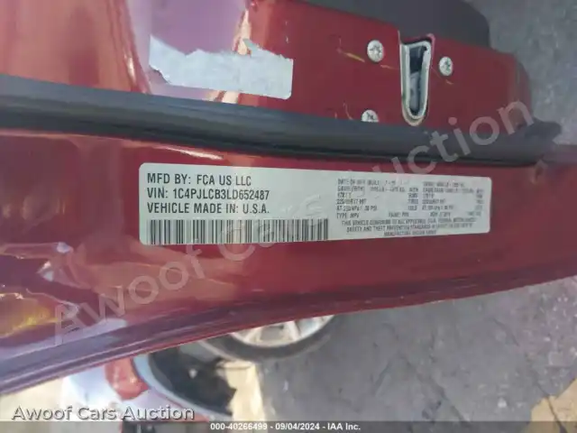 2020 Jeep Cherokee 1C4PJLCB3LD652487 — photo 9 de la vente Iaai