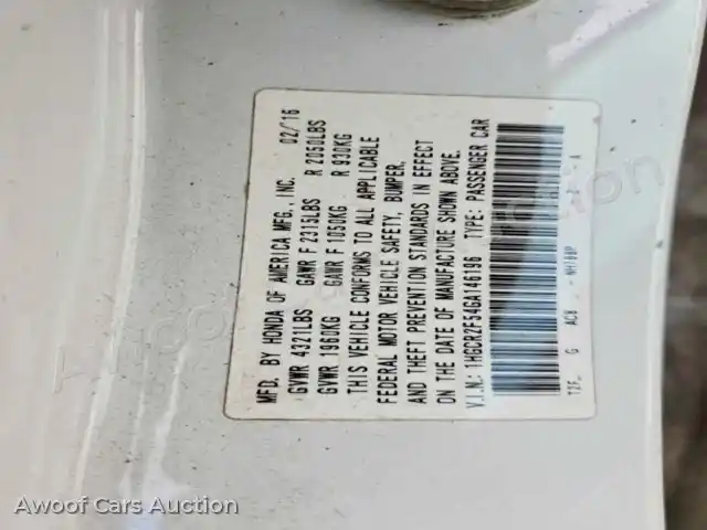 2016 Honda Accord 1HGCR2F54GA146196 — Copart auction photo 12