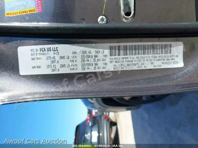 2019 Jeep Cherokee 1C4PJLLB0KD458076 — Iaai auction photo 9