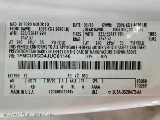 2018 Ford Escape 1FMCU0GD4JUC61146 — Copart auction photo 13