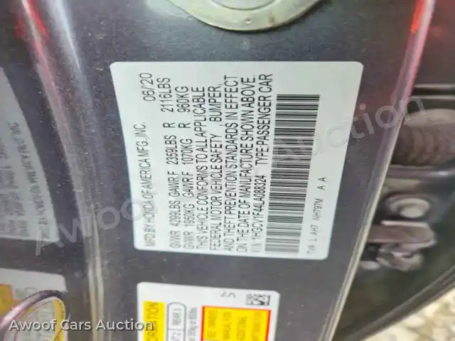 2020 Honda Accord 1HGCV1F44LA088324 — Copart auction photo 13
