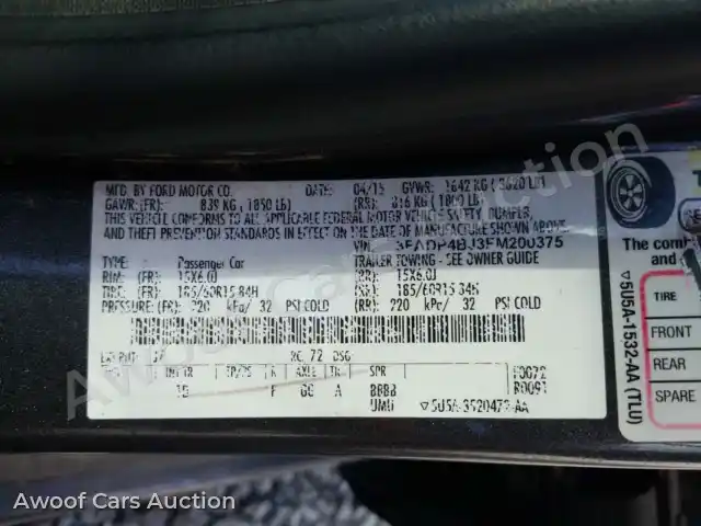 2015 Ford Fiesta 3FADP4BJ3FM200375 — Copart auction photo 10