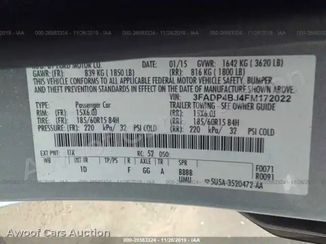 2015 Ford Fiesta 3FADP4BJ4FM172022 — photo 9 de la vente Iaai