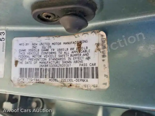 2006 Toyt Corolla 1NXBR32E66Z603167 — Copart auction photo 12