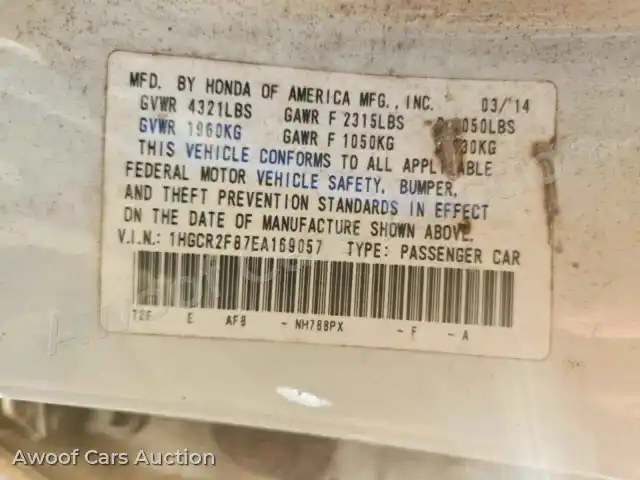 2014 Honda Accord 1HGCR2F87EA169057 — photo 13 de la vente Copart