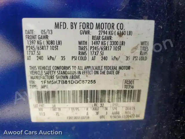 2013 Ford Explorer 1FM5K7B81DGC87255 — Copart auction photo 13