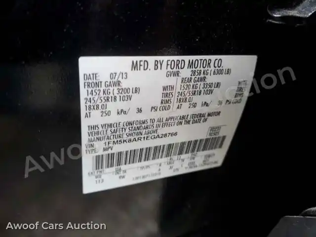 2014 Ford Explorer 1FM5K8AR1EGA28766 — photo 13 de la vente Copart