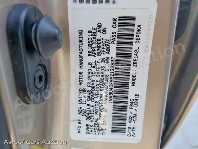 2009 Toyota Corolla 1NXBU40E99Z132837 — hoton gwanjo Copart na 13