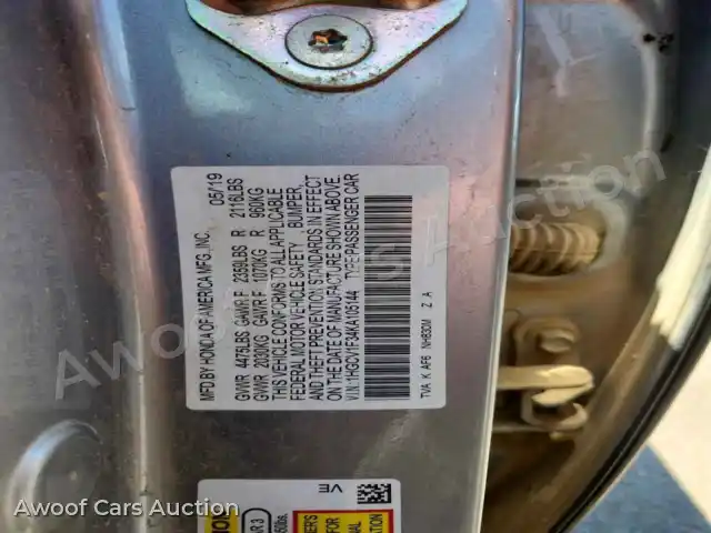 2019 Honda Accord 1HGCV1F34KA105144 — Copart auction photo 12