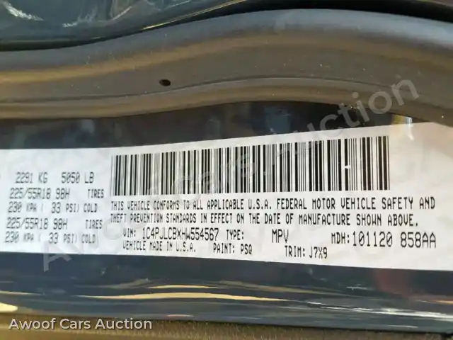 2017 Jeep Cherokee L 1C4PJLCBXHW554567 — hoton gwanjo Copart na 10