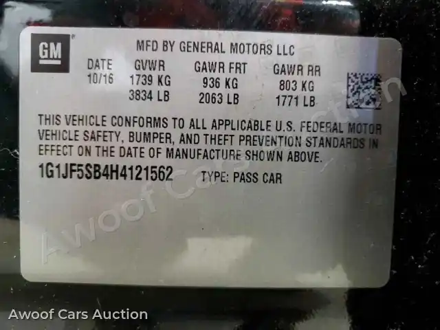 2017 Chevrolet Sonic 1G1JF5SB4H4121562 — photo 12 de la vente Copart