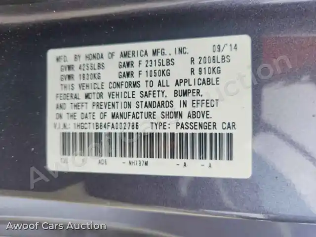 2015 Honda Accord 1HGCT1B84FA002786 — Copart auction photo 12
