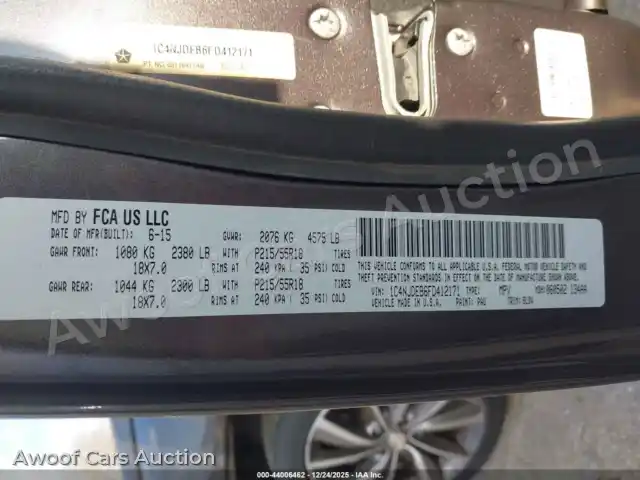 2015 Jeep Compass 1C4NJDEB6FD412171 — Iaai auction photo 9