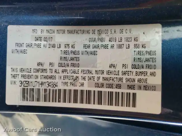 2017 Mazda 3 3MZBN1U71HM134884 — Copart auction photo 10