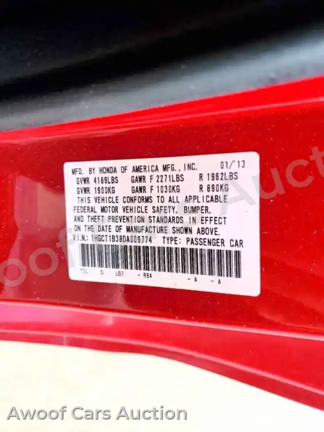 2013 Honda Accord 1HGCT1B38DA009774 — photo 12 de la vente Copart