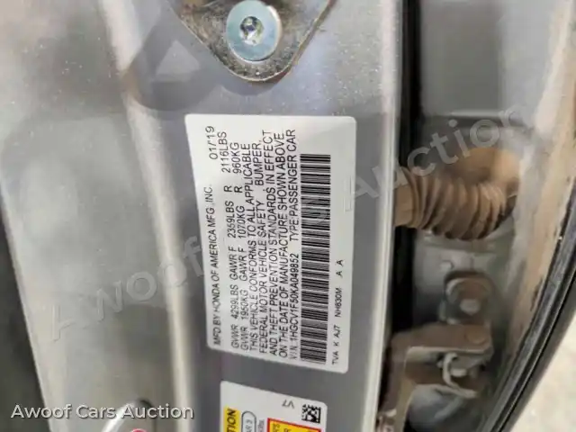 2019 Honda Accord 1HGCV1F50KA049852 — Copart auction photo 12